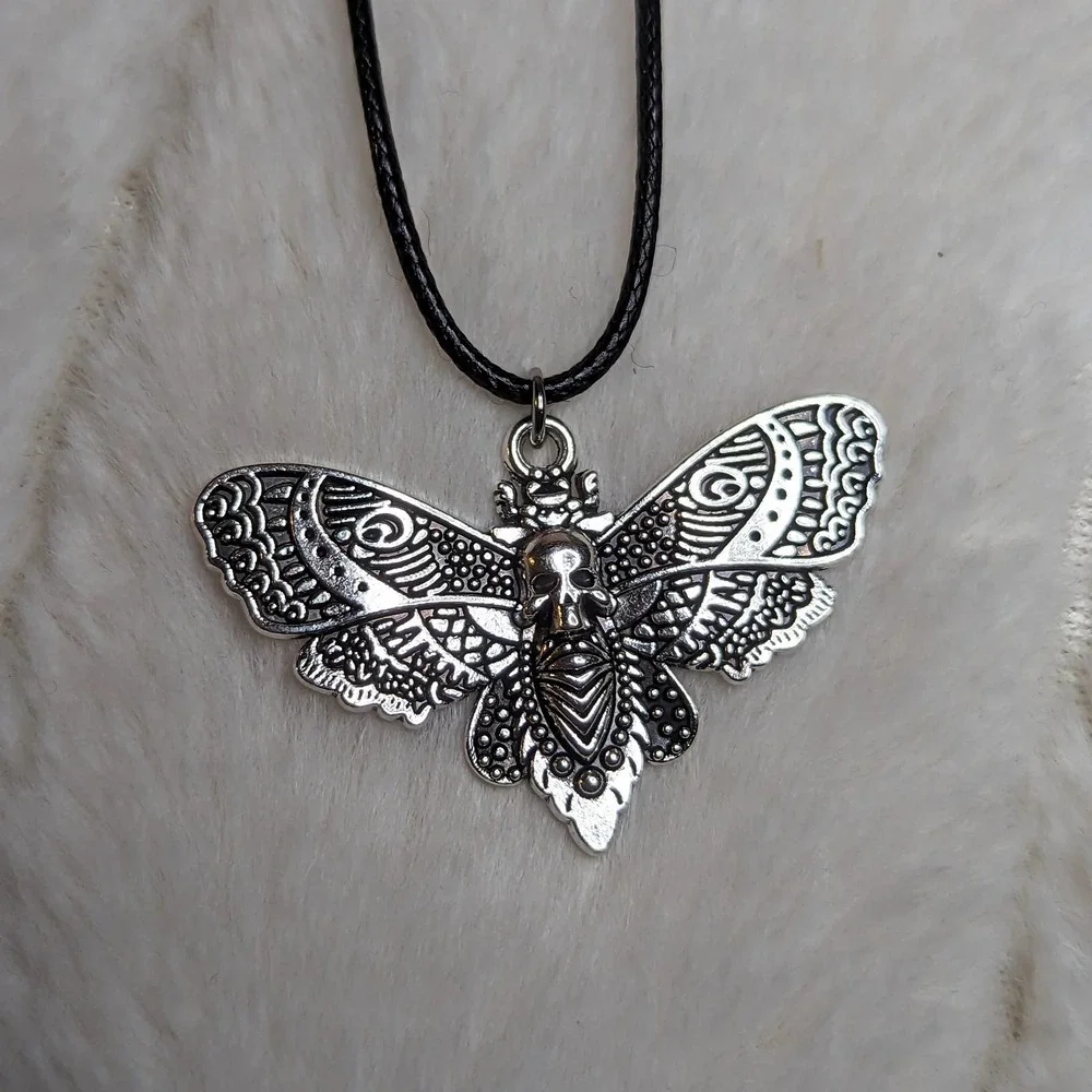 Gothic Style Large Moth Insect Rope Necklace